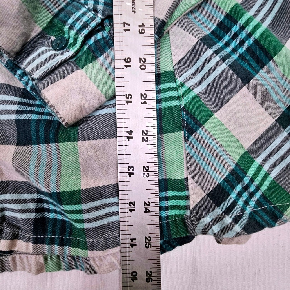 Columbia Womens XL Green Plaid Flannel Button Down Lg Sleeve Hiking Shirt Cotton - Picture 4 of 8